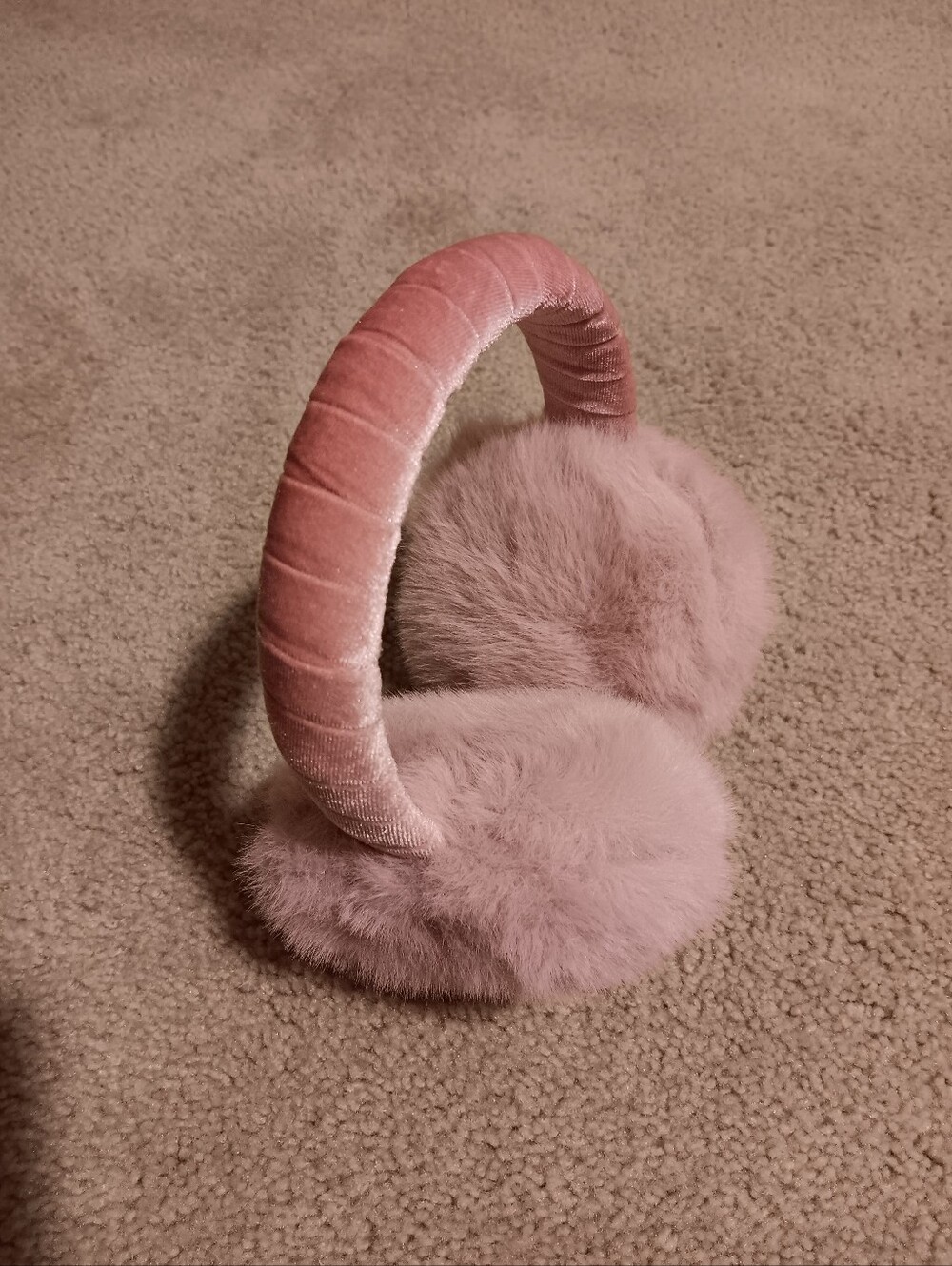 Pink Fuzzy Faux Fur Pom Pom Ear Muffs.